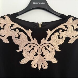Ted Baker Black Cocktail Dress with Cream/Gold Embroidery Detail